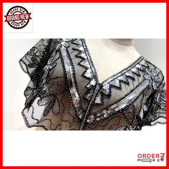BABEYOND Gatsby Shawl Wrap for 1920s Evening Party Night  Sequin Beaded Evening Shawl Wrap for Wedding Party Vintage Gatsby